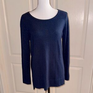 Navy Blue Glittery Knit Sweater - Size Medium